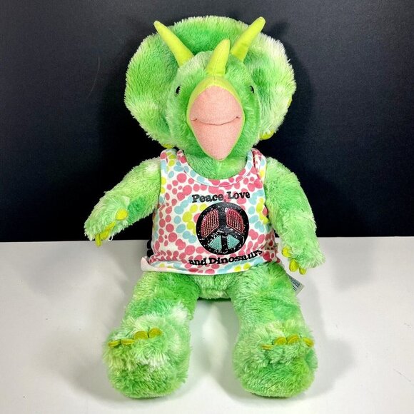 Build A Bear Green Triceratops Dinosaur 18" Plush with Sequins and Dot Tank - Picture 2 of 11